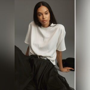 Anthropologie Maeve White Woven Top Silky 1X